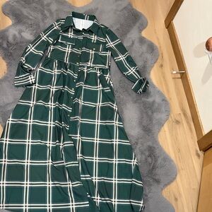 Green Plaid Maxi Dress